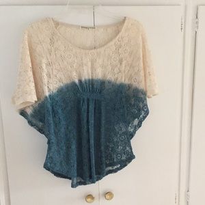 See through white blue top